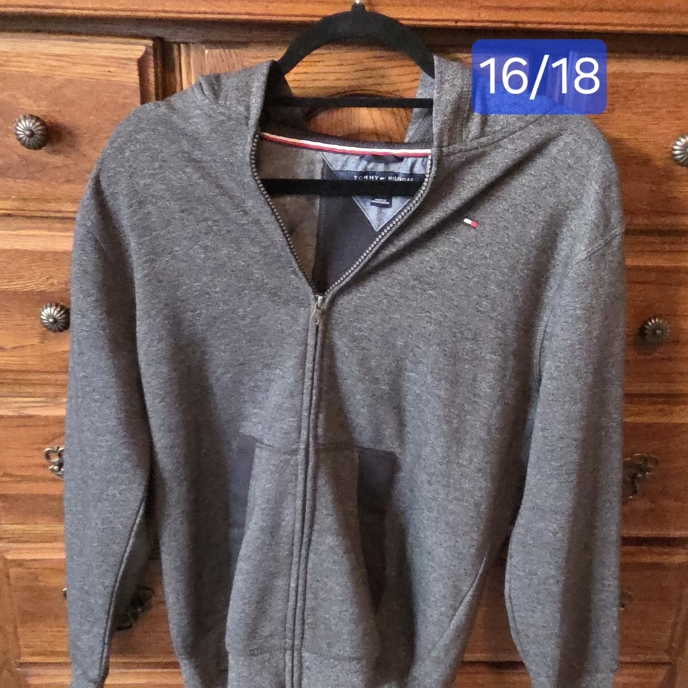 Tommy Hilfiger Young Men's Charcoal Zip-Up Hoodie